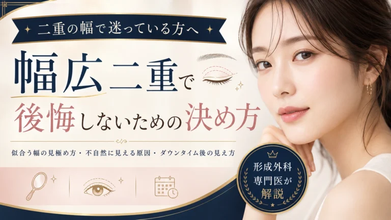 二重の幅で迷っている方へ、幅広二重で後悔しないための決め方や似合う幅を形成外科専門医が解説するコラムのアイキャッチ画像
